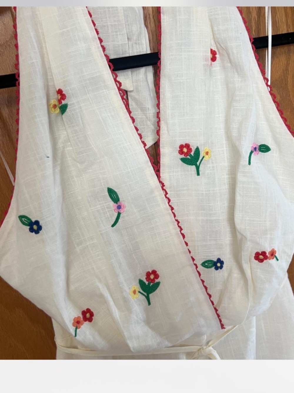 LALAVON WRAP HALTER NECK TIE EMBROIDERED MIDI DRESS M - Picture 4 of 8
